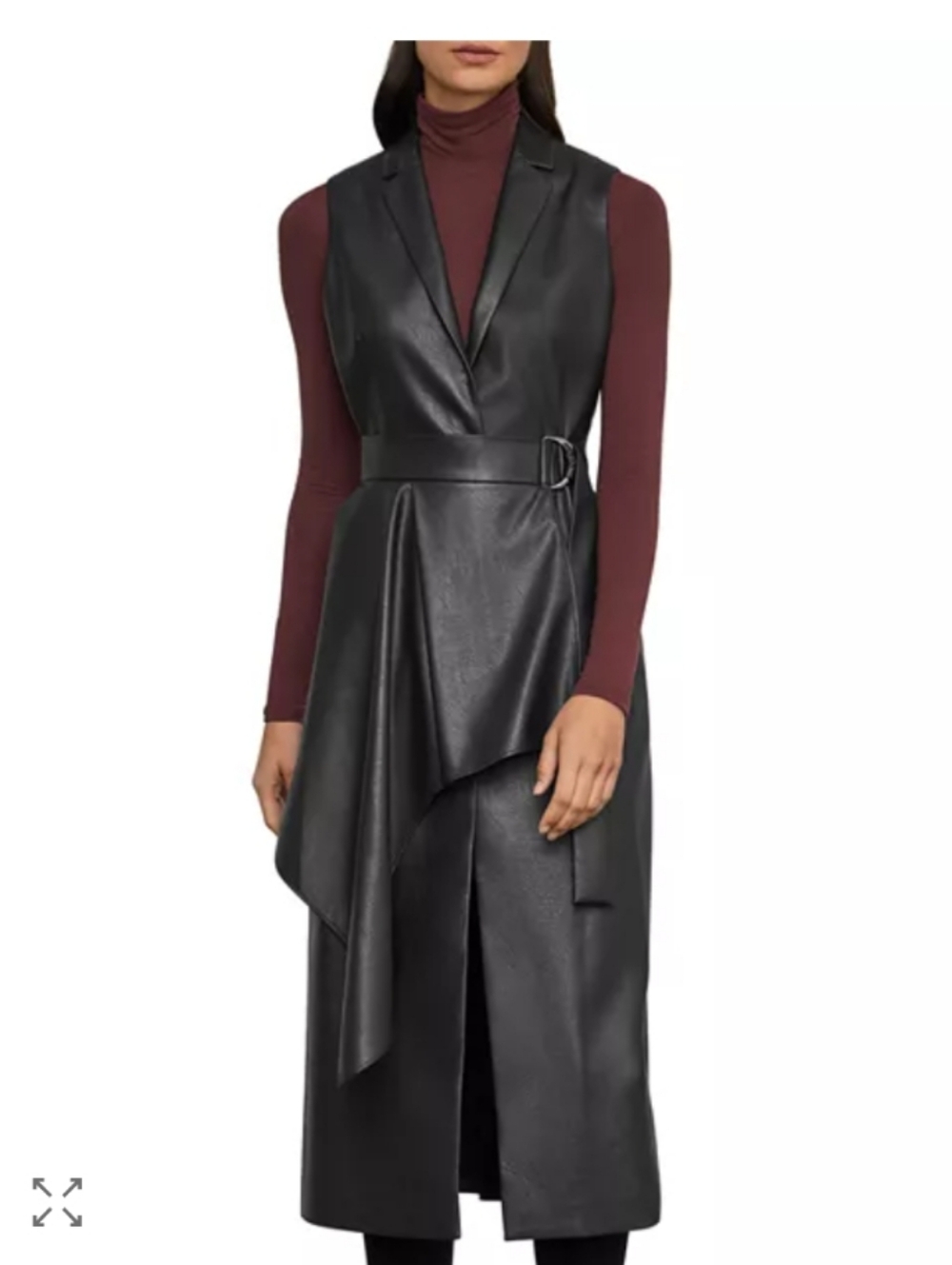 BCBG MaxAzria Draped Faux Leather Vest - Picture 3 of 10